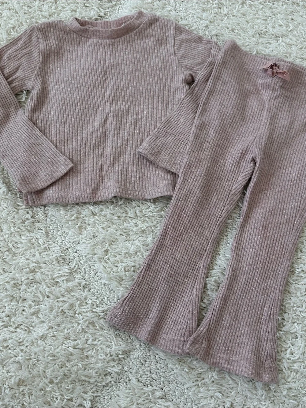 Zara Pink Ribbed Sparkle Set